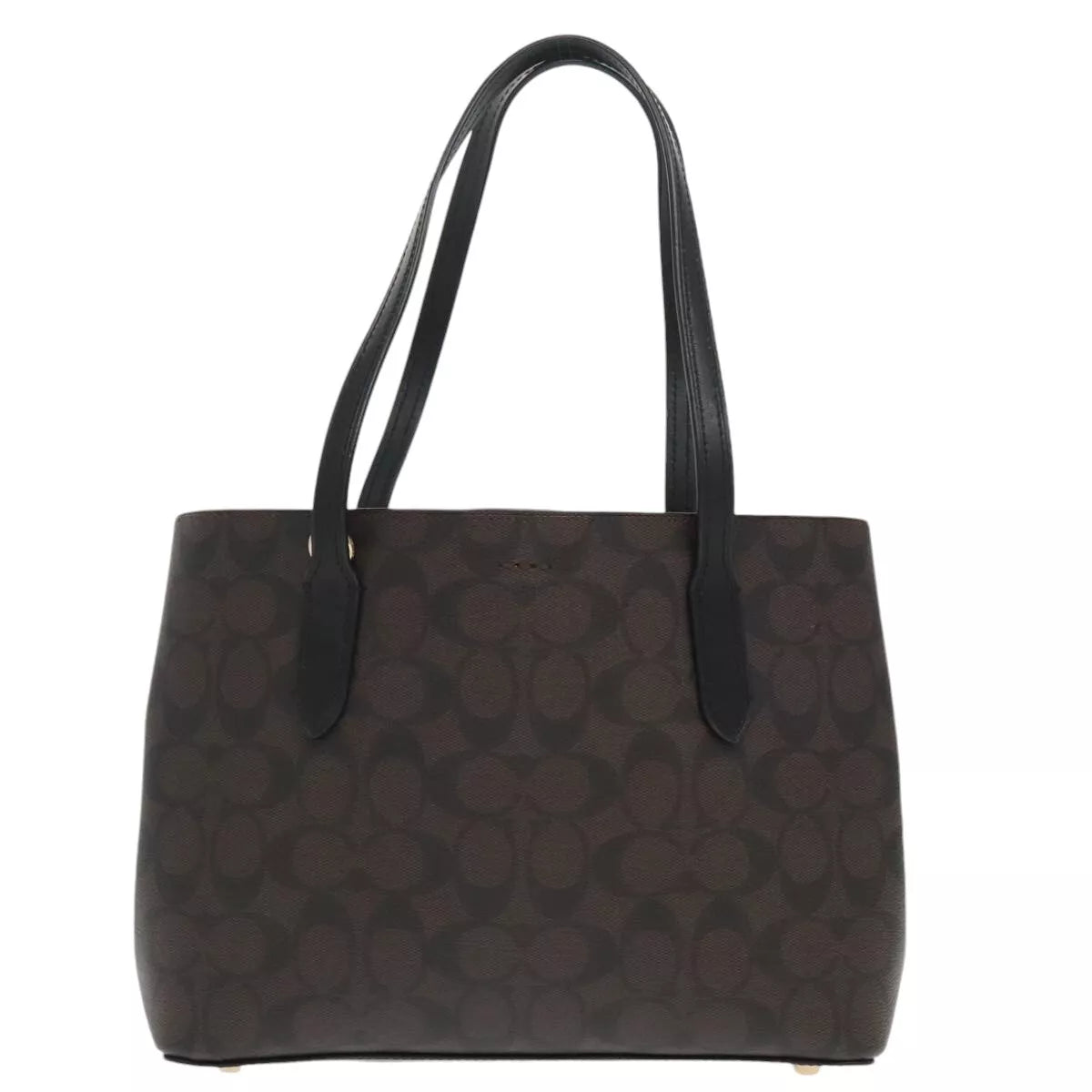Coach Signature Hand Bag PVC Leather Brown Gold