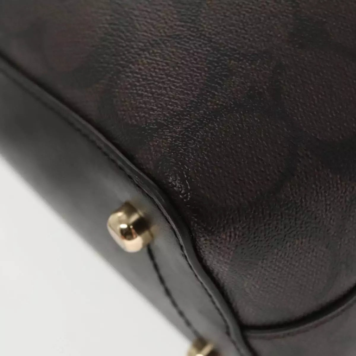 Coach Signature Hand Bag PVC Leather Brown Gold