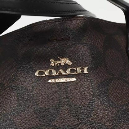 Coach Signature Hand Bag PVC Leather Brown Gold