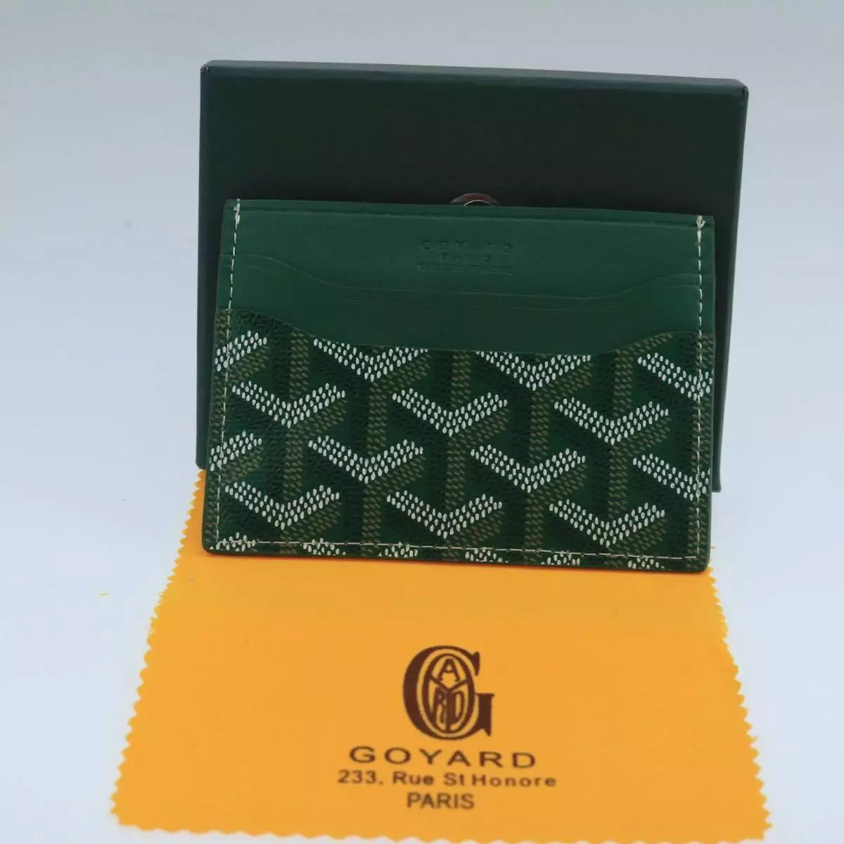 GOYARD Herringbone Card Case PVC Leather Green