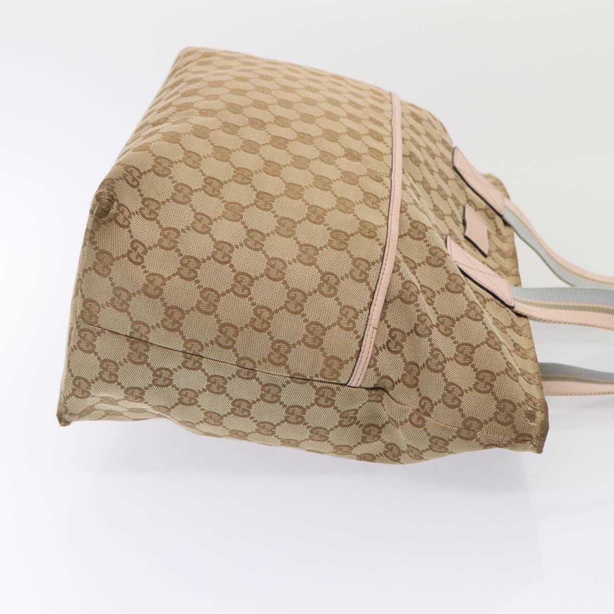 GUCCI GG Canvas Tote Bag Beige Silver