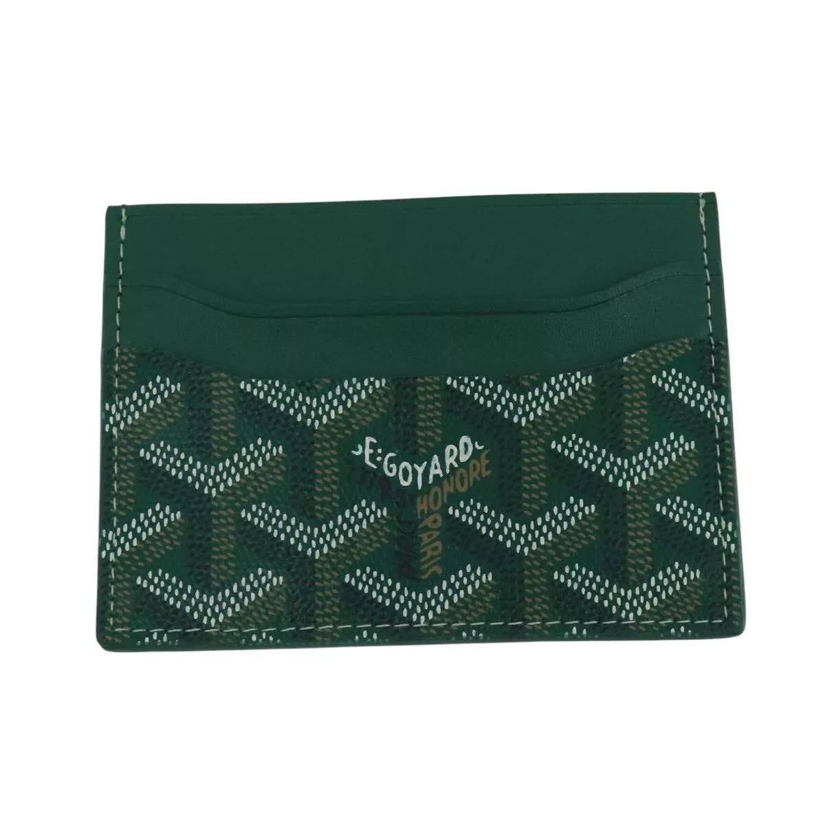 GOYARD Herringbone Card Case PVC Leather Green