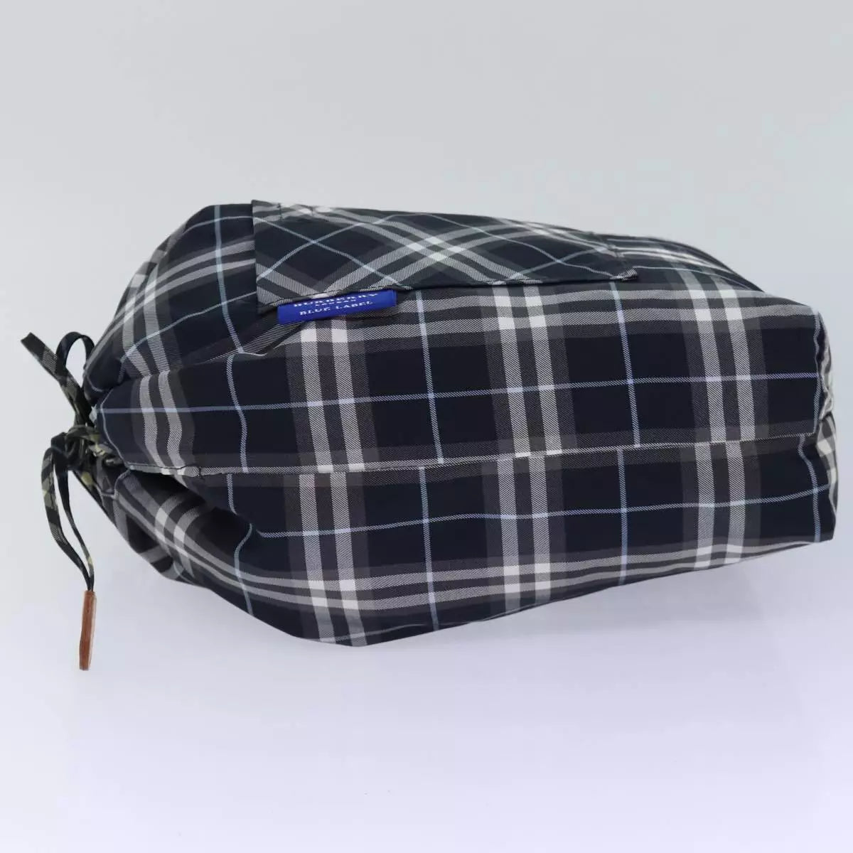 BURBERRY Nova Check Blue Label Drawstring Bag Pouch Nylon Navy