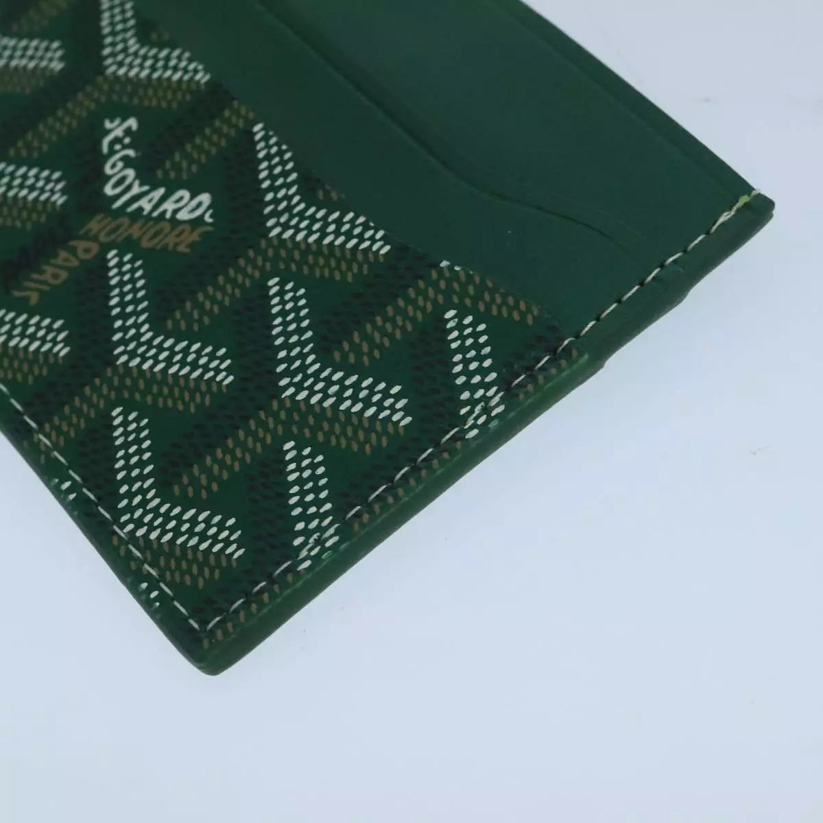 GOYARD Herringbone Card Case PVC Leather Green