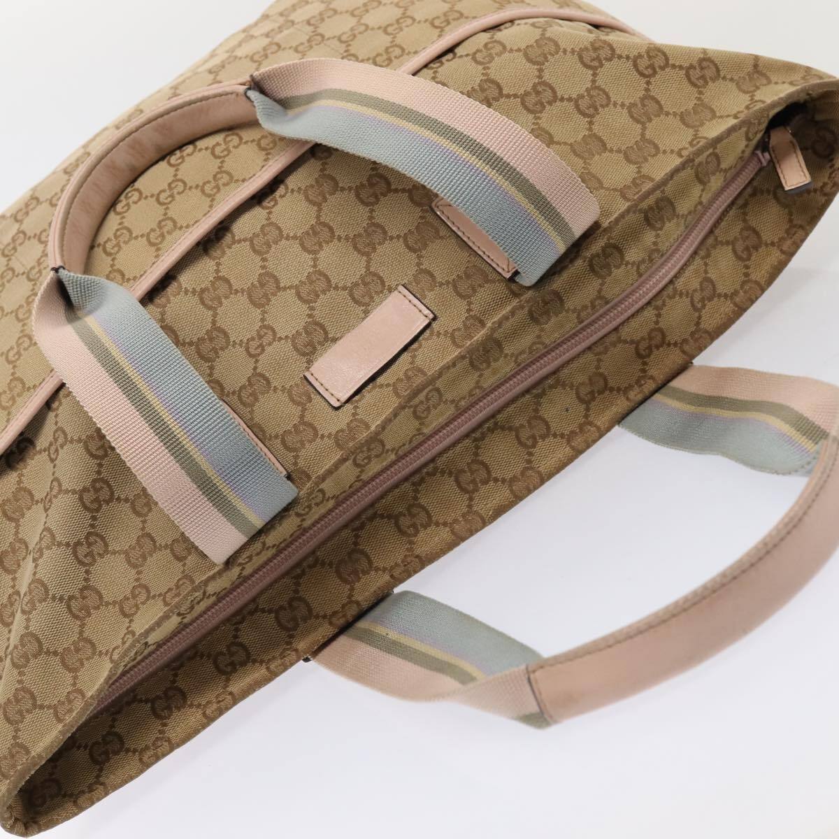 GUCCI GG Canvas Tote Bag Beige Silver