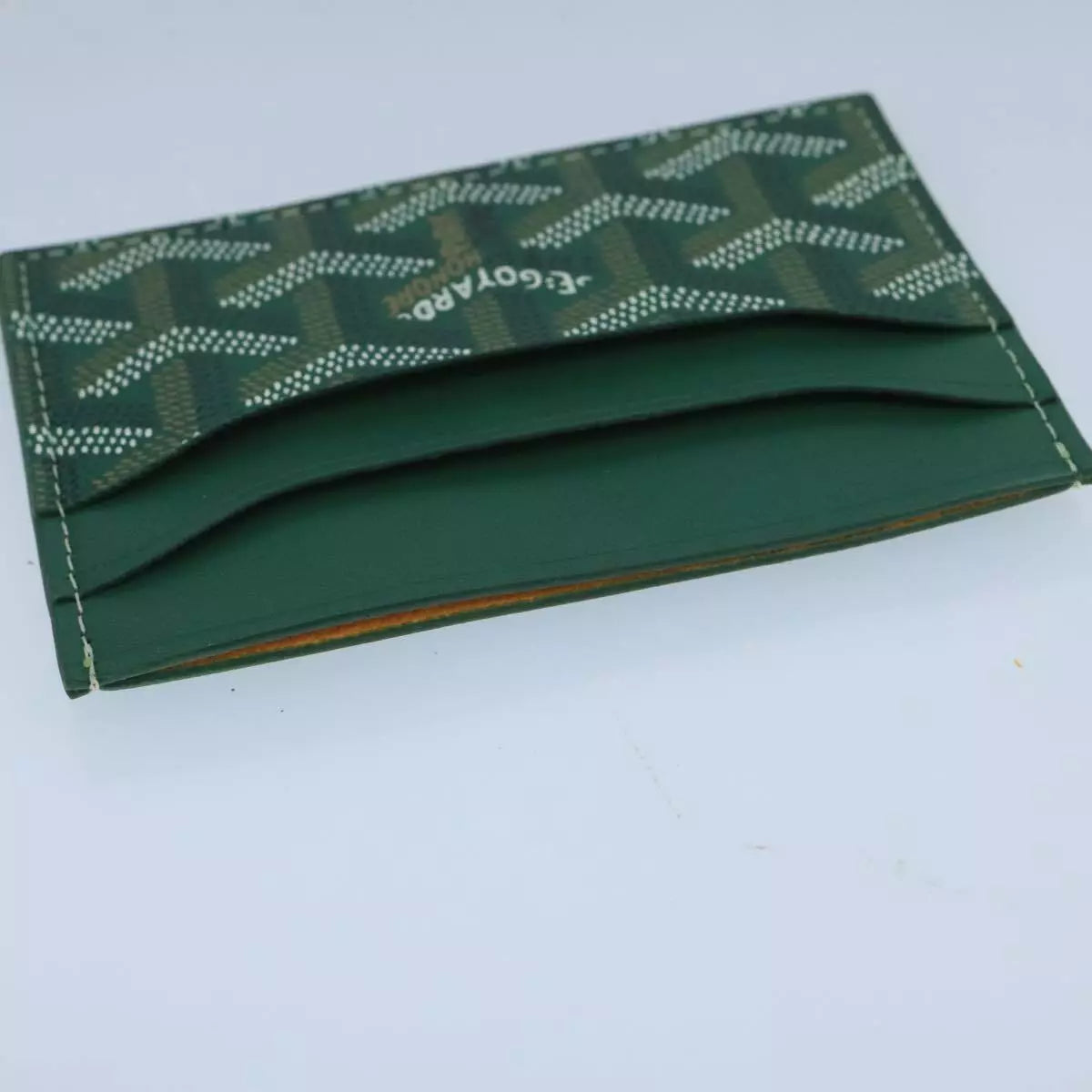 GOYARD Herringbone Card Case PVC Leather Green