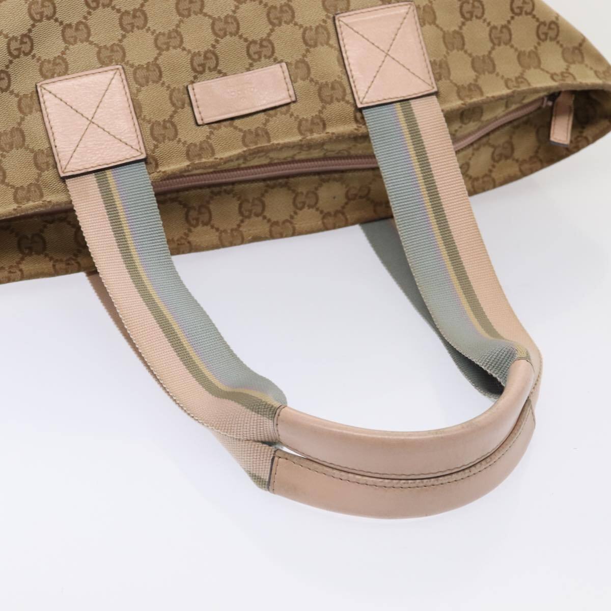 GUCCI GG Canvas Tote Bag Beige Silver