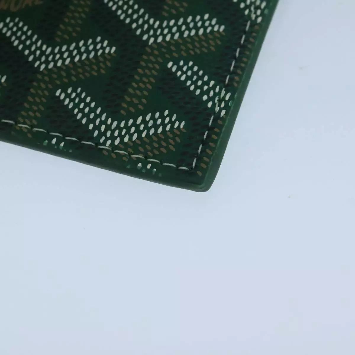 GOYARD Herringbone Card Case PVC Leather Green