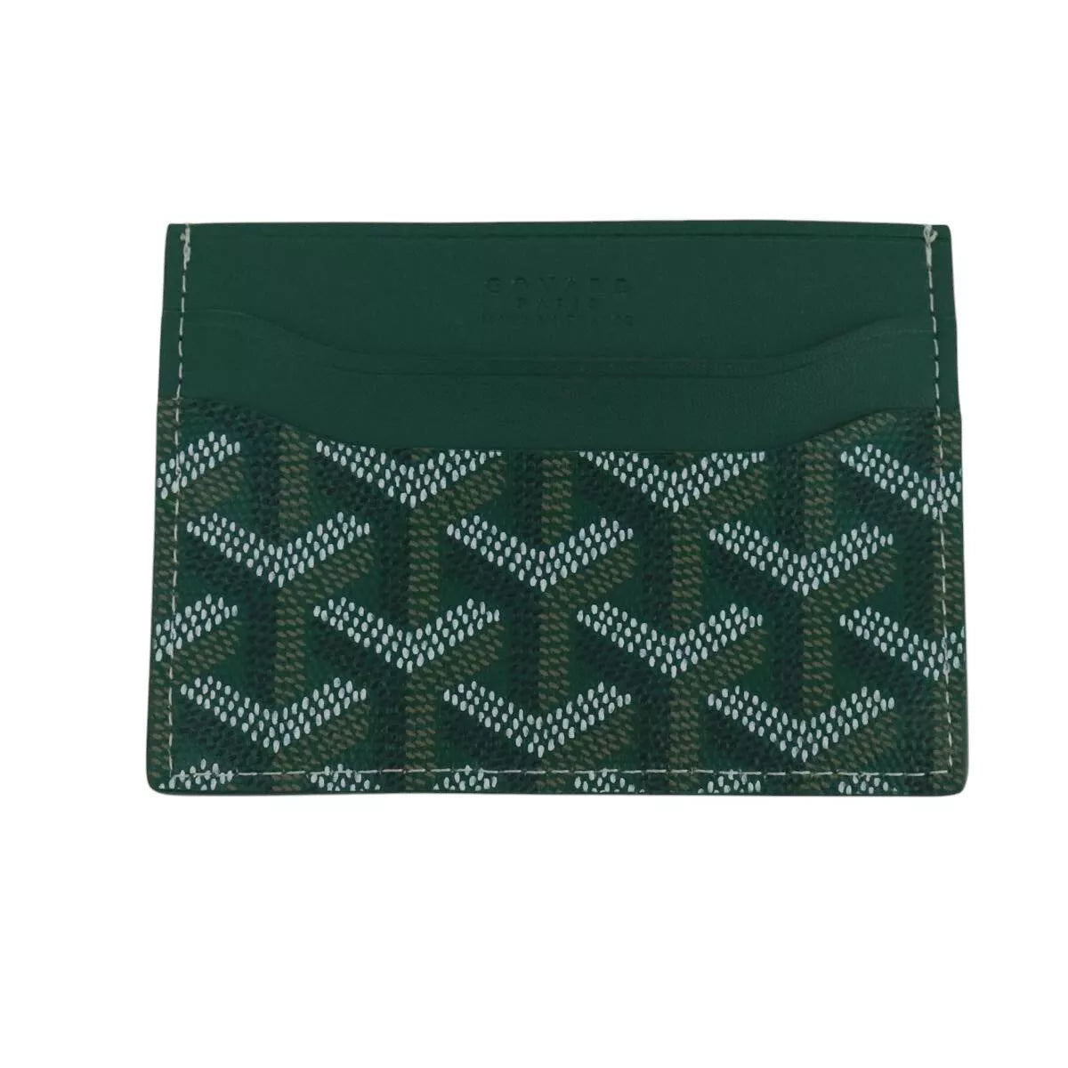 GOYARD Herringbone Card Case PVC Leather Green