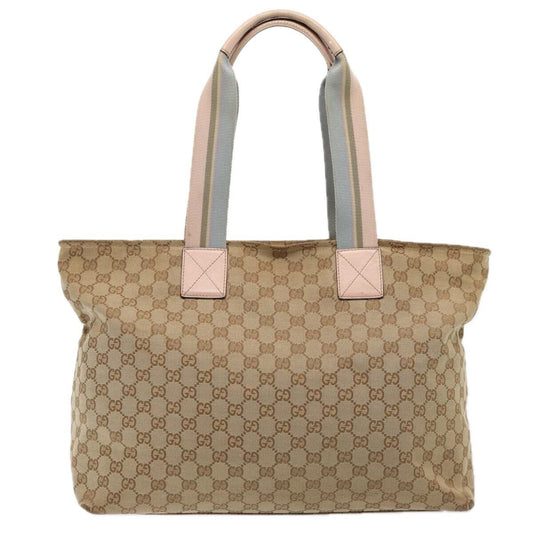 GUCCI GG Canvas Tote Bag Beige Silver